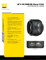 Nikon AF-S DX NIKKOR 35mm f/1.8G Specifications предпросмотр