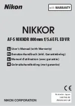 Предварительный просмотр 1 страницы Nikon AF-S NIKKOR 800mm f/5.6E FL ED VR User Manual