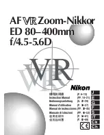 Preview for 1 page of Nikon AF VR Zoom-Nikkor 80-400mm f/4.5-5.6D ED Instruction Manual