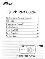 Предварительный просмотр 1 страницы Nikon COOLPIX S800c Quick Start Manual