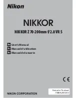 Предварительный просмотр 1 страницы Nikon NIKKOR Z 70-200mm f/2.8 VR S User Manual