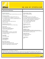 Предварительный просмотр 2 страницы Nikon SB-800 Specification Sheet