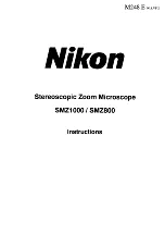 Nikon SMZ1000 Instructions For Use Manual preview