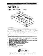 Предварительный просмотр 1 страницы Niles AVDA-3 Installation And Operation Manual