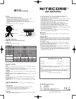 Предварительный просмотр 2 страницы Nitecore NEF10 User Manual