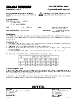 Предварительный просмотр 1 страницы Nitek VH3200 Installation And Operation Manual