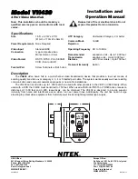 Предварительный просмотр 1 страницы Nitek VH439 Installation And Operation Manual