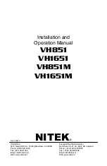 Preview for 1 page of Nitek VH851M Installation And Operation Manual