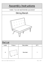 Noble House Home Furnishings Dining Bench Assembly Instructions Manual предпросмотр