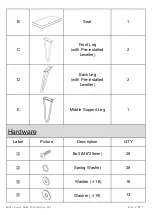 Preview for 2 page of Noble House Home Furnishings Dining Bench Assembly Instructions Manual