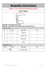 Предварительный просмотр 1 страницы Noble House Home Furnishings END TABLE Assembly Instructions Manual