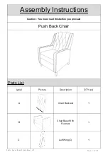 Preview for 1 page of Noble House Home Furnishings Push Back Chair Assembly Instructions Manual