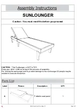 Предварительный просмотр 1 страницы Noble House Home Furnishings Sunlounger Assembly Instructions Manual