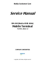 Preview for 1 page of Nokia 6500 SLIDE RM-240 Service Service Manual