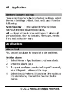 Предварительный просмотр 62 страницы Nokia X2-00 User Manual