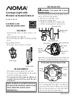 Preview for 1 page of NOMA Carriage Light with Motion-activated Sensor 52-4477-8 Installation And Operating Instructions Manual