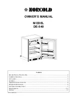 Предварительный просмотр 1 страницы Norcold DE-540 Owner'S Manual