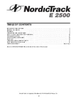 Preview for 2 page of NordicTrack E 2500 User Manual