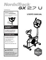 Preview for 1 page of NordicTrack GX 2.7 U User Manual