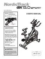 NordicTrack Gx5.0 Sport Bike Manual preview