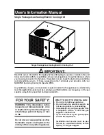 Nordyne Single Package Gas Heating/Electric Cooling Unit User'S Information Manual preview