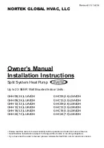 Предварительный просмотр 1 страницы Nortek GHC09(2.6)LSA4DH Owner'S Manual And Installation Instructions