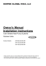 Предварительный просмотр 1 страницы Nortek GXH09KSK4DH Owner'S Manual And Installation Instructions