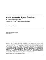 Nortel Agent Greeting NTVQ09AB Maintenance And Troubleshooting Manual preview