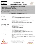 Nortel Meridian 9316 Quick Reference Sheet preview