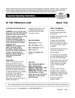 North American Tool Industries 7525 Important Operating Instructions preview