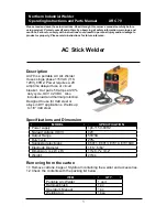 Preview for 3 page of Northern Industrial Tools ARC 70 164620 Operator'S Manual