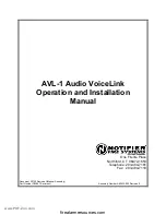 Notifier AVL-1 Operation And Installation Manual preview