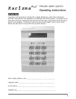 Preview for 1 page of Novar ED&S KarizmaPlus Operating Instructions Manual