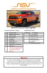 NSV International Toyota Tundra Lightbar Manual предпросмотр