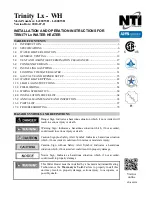 Preview for 1 page of NTI Lx500WH Installation And Operation Instructions Manual