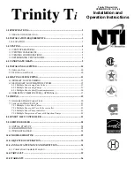 Предварительный просмотр 1 страницы NTI Trinity Ti 150 Installation And Operation Instruction Manual