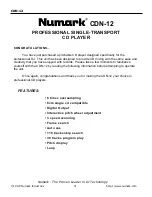 Preview for 4 page of Numark CDN-12 Operating Manual