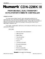 Предварительный просмотр 4 страницы Numark CDN-22MK III Operating Manual