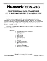 Предварительный просмотр 4 страницы Numark CDN-24S Operating Manual