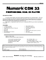 Предварительный просмотр 3 страницы Numark CDN 33 Manual