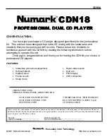 Предварительный просмотр 3 страницы Numark CDN18 User Manual