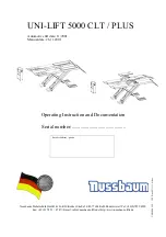 Nussbaum UNI-LIFT 5000 CLT PLUS Operating Instruction And Documentation preview