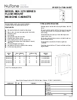 Предварительный просмотр 1 страницы NuTone Flush Mount Medicine Cabinets 869 / 870 Specification Sheet