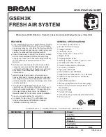 NuTone GSEH3K Specification Sheet preview