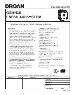 Preview for 1 page of NuTone GSHH3K Specification Sheet