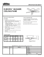 NuTone PH416 Specification Sheet preview