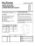 NuTone Surface Mounted Corner Medicine Cabinets 860 Specification Sheet preview