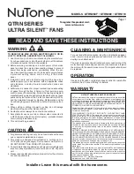 NuTone ULTRA SILENT QTR series Instructions Manual preview