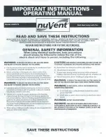 Предварительный просмотр 1 страницы nuVent NXBV70 Operating Instructions