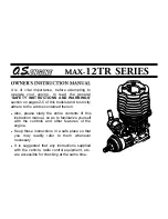 O.S. engine MAX-12TR Series Owner'S Instruction Manual preview